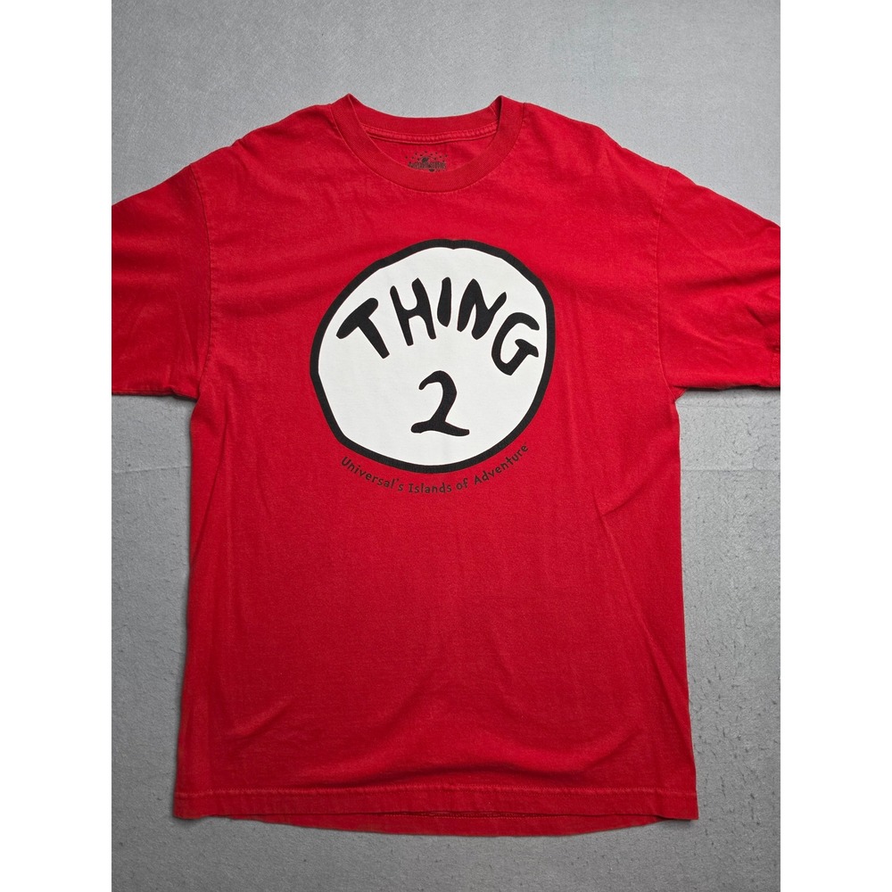 Universal Studios Dr. Seuss T-Shirt Men's Large Red Thing 2 Graphic Crew Neck